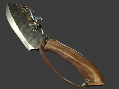 Butcher knife ready for gamedev Low-poly 3D model