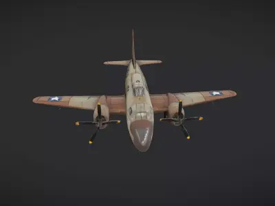 World War II military transport airplane 3D model