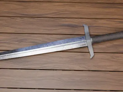 medieval Sword old age game-ready low poly PBR 4K  Low-poly 3D model