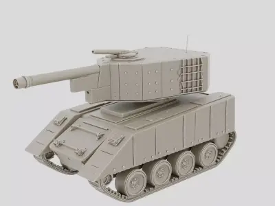 Heavy Wheeled Armored Gun Platform for 3D print 3D model