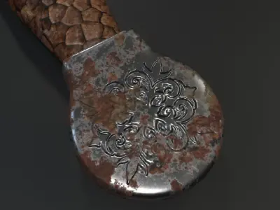 Old Rusted Dagger Low-poly 3D model