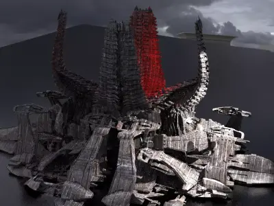 Alien Spine Tower City 3 3D model