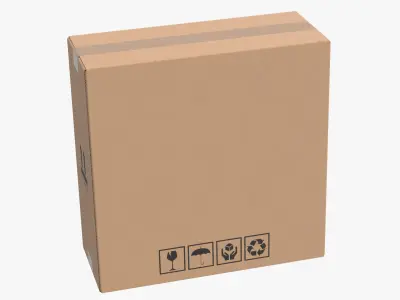 Cardboard Box 50x20x50 Closed 3D model