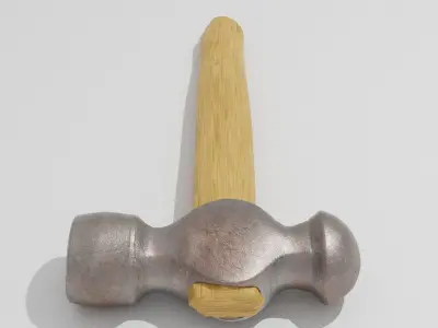 Hammer with wooden handle 3D model
