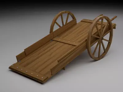 Wooden Cart  Free low-poly 3D model