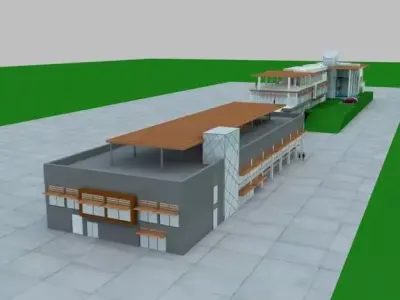 CAteen attached with  office Free 3D model
