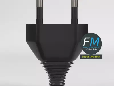 2-Pin AC Type C European Power Plug 3D model