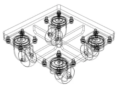 4-Wheel Platform Dolly without Handle 3D model