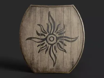 Slavic hybrid shield-painted black Sun symbol Low-poly 3D model