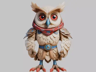Cartoon Owl Model Low-poly 3D model