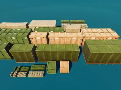 Military Supplies Stylized Low-poly 3D model