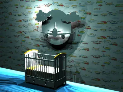 kid room decor plane 3d  Free 3D model