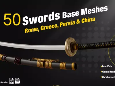 50 Sword Base Mesh Low-poly 3D model