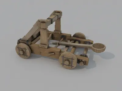 Catapult Low Poly 3D model wooden Low-poly 3D model