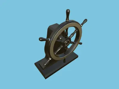 Pirate Ship Wheel 08 - Black Metal - Helm Interior Parts Low-poly 3D model