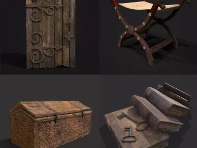 Medieval Prop Mix Eight  3D Model Pack