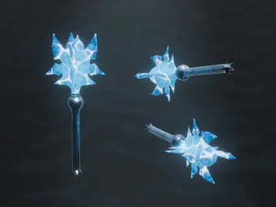 Set of 6 Elemental Mace - Fantasy medieval weapon Low-poly 3D model