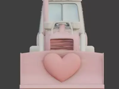 Stylized 3D Valentine Bulldozer Model Low-poly 3D model purchase