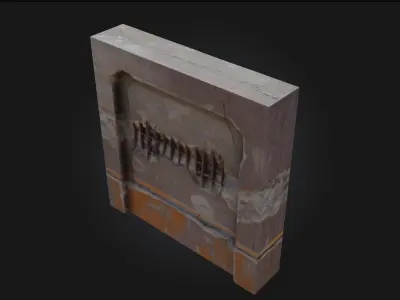 Rustic Wall Fragment  Weathered Remnants of Time 3D model