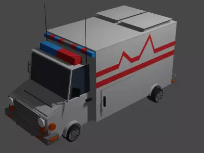 Ambulance stylized low poly Free 3D model