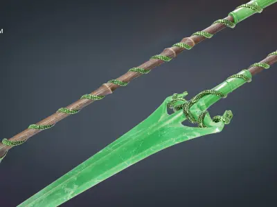 Fantasy Hallberd Low-poly 3D model