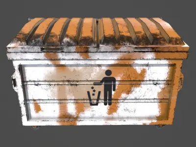 Trash Container Low Poly Game Ready Low-poly 3D model