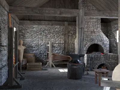 Medieval Armory and Smithy Building 3D model
