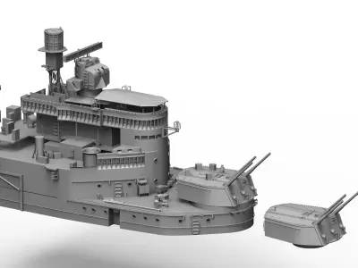 HMS Belfast upgrade set for Trumpeter kit  3D print model