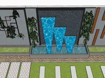 Water Feature Wall SketchUp Model 3D model