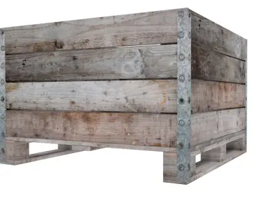 Wooden fruit crate 3D model