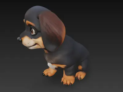 Dog Cute Realistic 3D Model Basic - Low Poly Realistic Low-poly 3D model