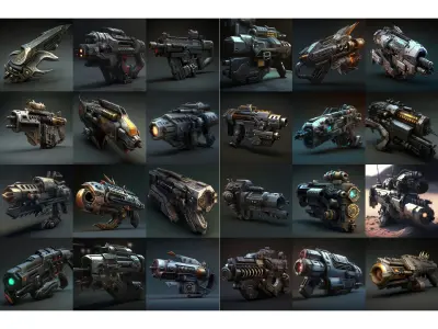 5 000 Spaceships Tanks Cars Weapons Robots references 3D model