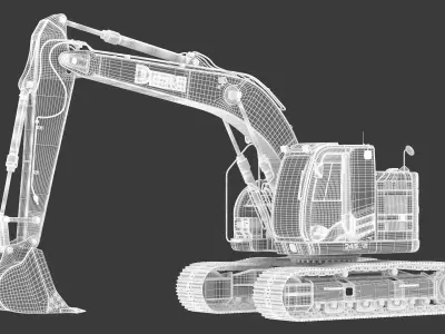 John Deere 245 P-Tier Mid-Size Excavator 3D model