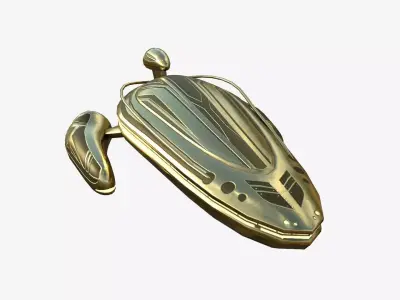 Alien Spaceship UFO H07 Gold - Sci Fi Spacecraft Design Low-poly 3D model