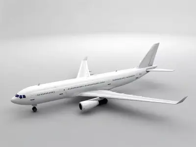  Airbus A330-200 Airliner - Generic White Low-poly 3D model