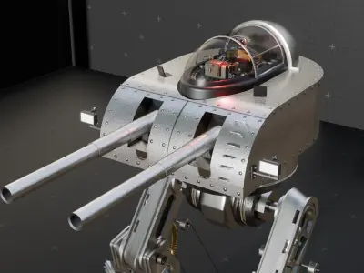 Dieselpunk Walker Mech 3D model