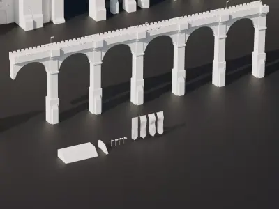 Castle Fortress Kitbash Set Low-poly 3D model