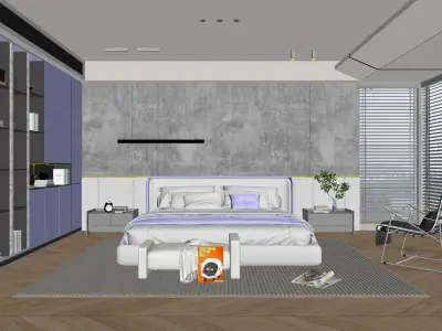 Cozy Bedroom Interior Scene 3D model 2
