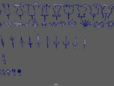 Medieval mega weapon kit bash pack series - Vol 3 - Pole Arms Low-poly 3D model