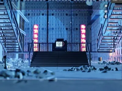 Concept Art Low Poly foggy industrial interior 3D Low-poly 3D model