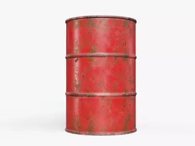Steel Barrel - Red - Rusted 3D model