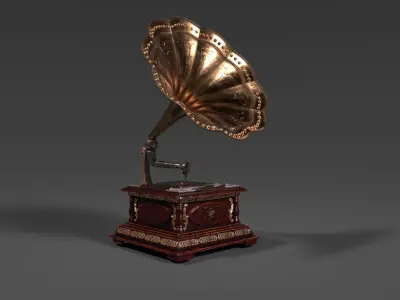 PBR Retro phonograph 3D model