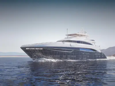 Large luxurious yacht 3D model