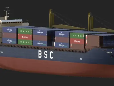 Cargo Ship with Containers Low-poly 3D model