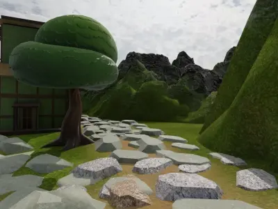 Japanese Village Landscape 3D model