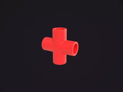 Cross Pipe Connector 3D model