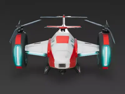 Sci-Fi Weathered Hybrid VTOL Drone 3D Model Low-poly 3D model