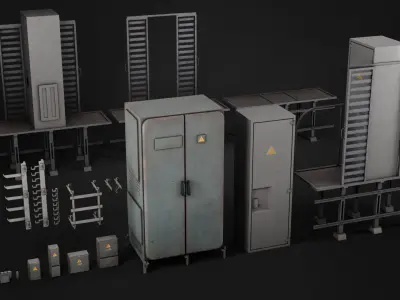 Old Electrical Boxes Set Low-poly 3D model