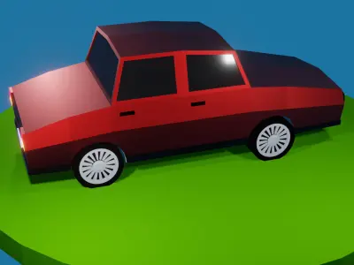 Cartoon Low Poly Car 01 - Hatchback Low-poly 3D model Free low-poly 3D model