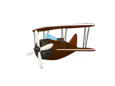 Brown Airplane Low-poly 3D model